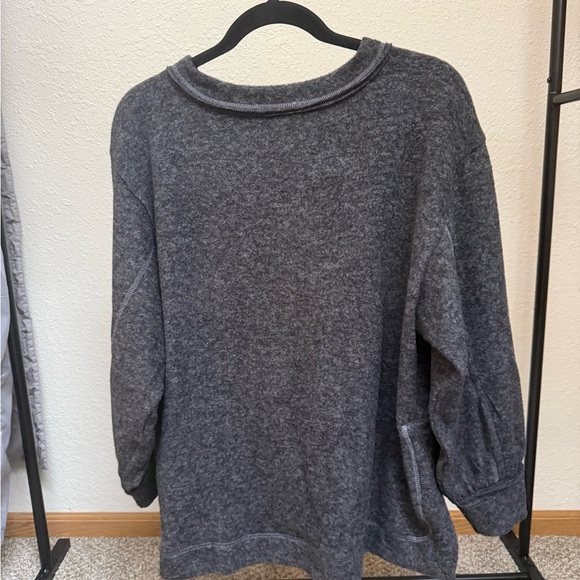 Zenana Outfitters Dark Gray Fleece Top - Picture 3 of 7